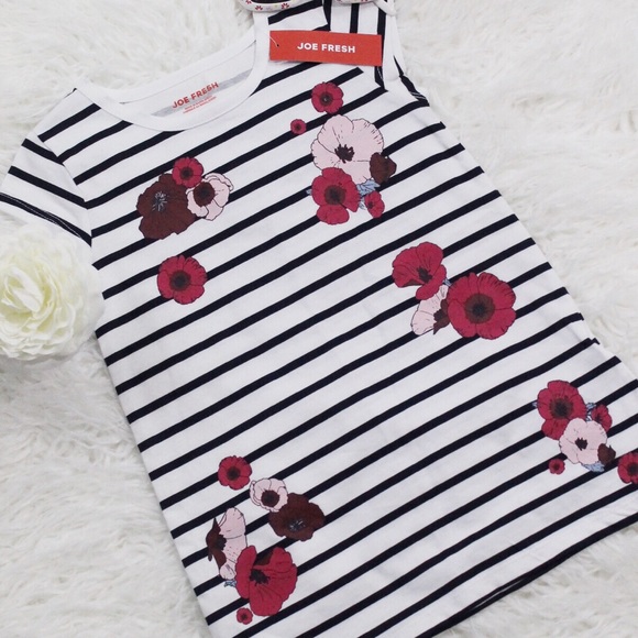 NWT Girls Joe Fresh Ruffle Bow Floral Graphic Dres - Picture 3 of 5